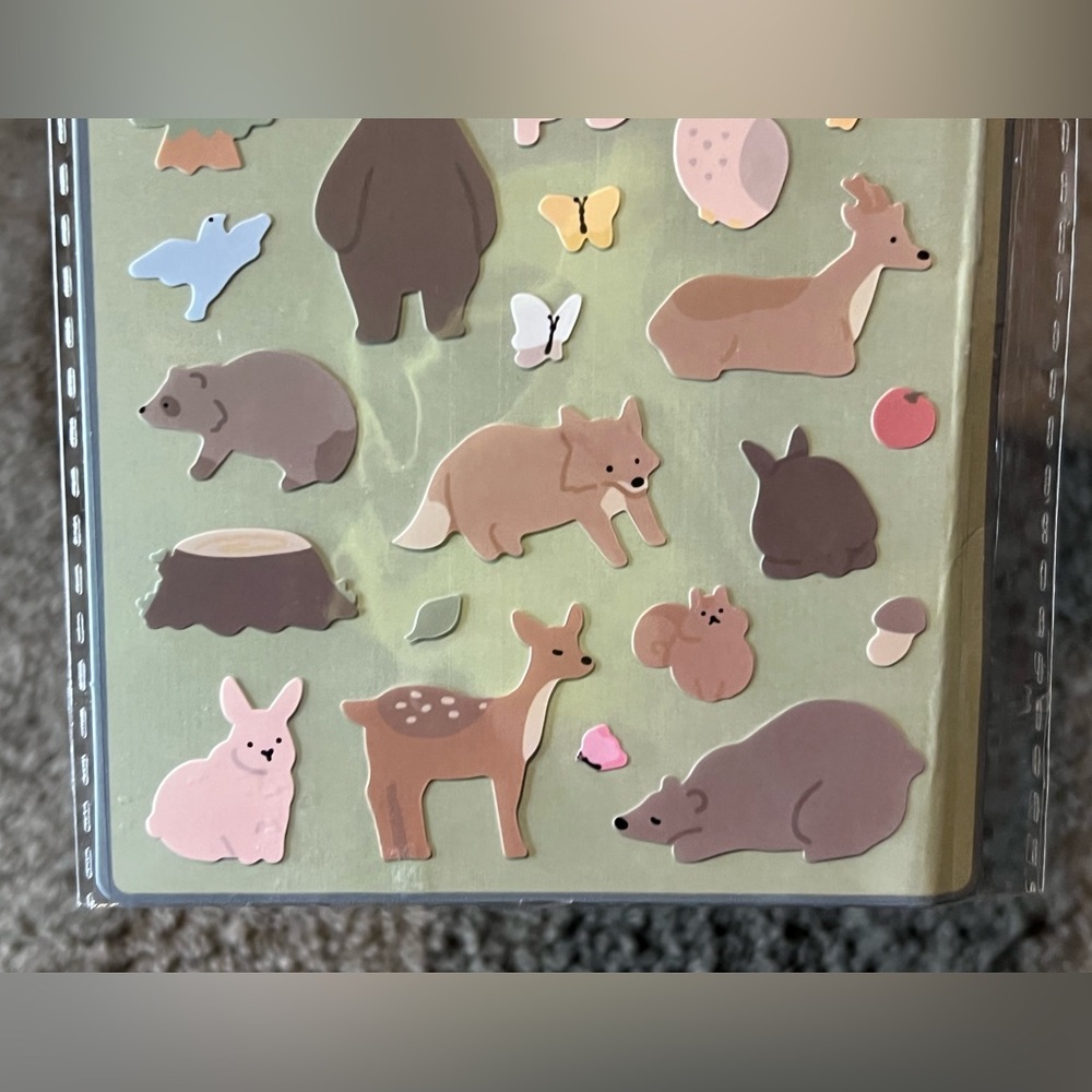 Daiso Forest Animal Sticker Sheet Japan Exclusive Kawaii Raccoon Deer Bear Owl - Picture 5 of 6